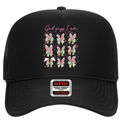 God Says I Am Bunny Ears Coquette Bow Christian Easter Day Trucker Hat