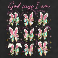 God Says I Am Bunny Ears Coquette Bow Christian Easter Day Microfiber Hand Towel