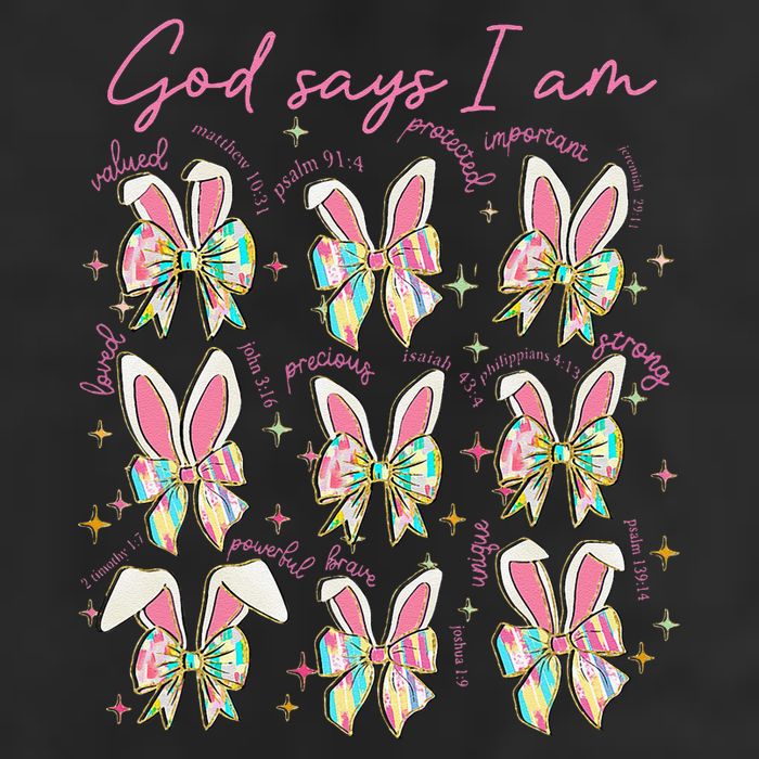 God Says I Am Bunny Ears Coquette Bow Christian Easter Day Microfiber Hand Towel