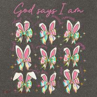 God Says I Am Bunny Ears Coquette Bow Christian Easter Day Cotton Canvas Backpack