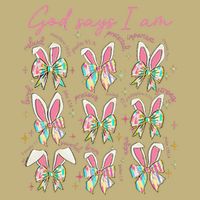 God Says I Am Bunny Ears Coquette Bow Christian Easter Day Cooling Performance Crew T-Shirt