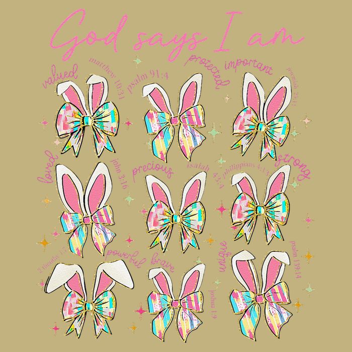 God Says I Am Bunny Ears Coquette Bow Christian Easter Day Cooling Performance Crew T-Shirt