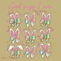 God Says I Am Bunny Ears Coquette Bow Christian Easter Day Cooling Performance Long Sleeve Crew