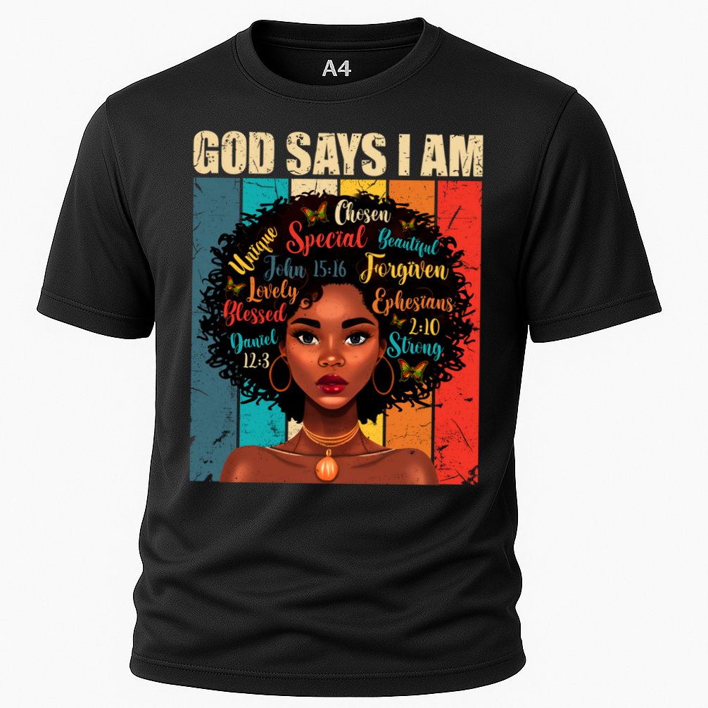God Says I Am Black History Month Juneteenth African America Cute Gift Cooling Performance Crew T-Shirt