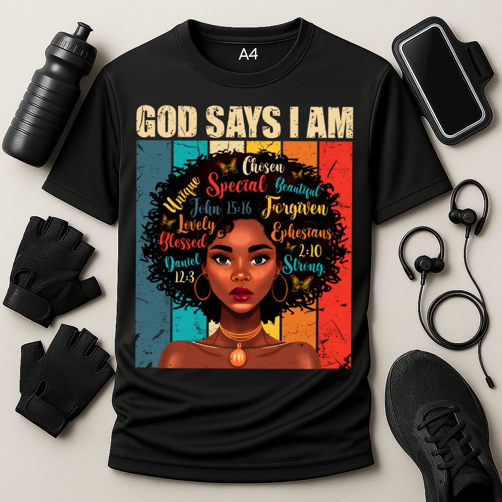 God Says I Am Black History Month Juneteenth African America Cute Gift Cooling Performance Crew T-Shirt