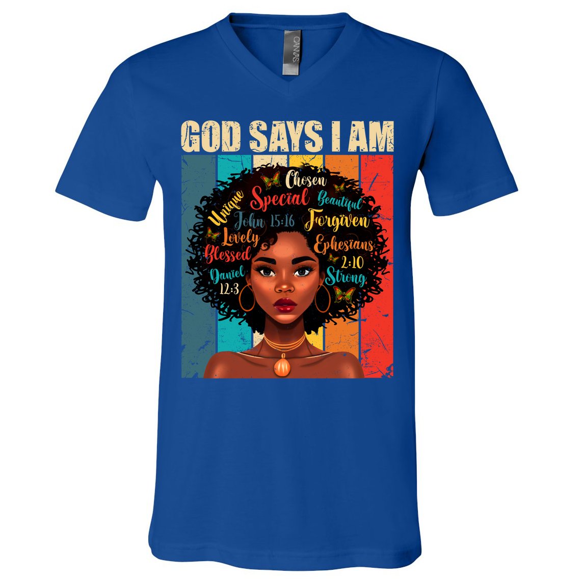 God Says I Am Black History Month Juneteenth African America Cute Gift V-Neck T-Shirt