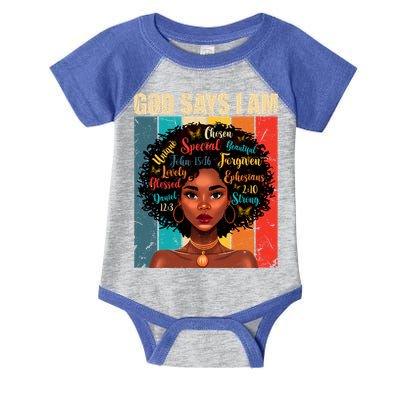 God Says I Am Black History Month Juneteenth African America Cute Gift Infant Baby Jersey Bodysuit