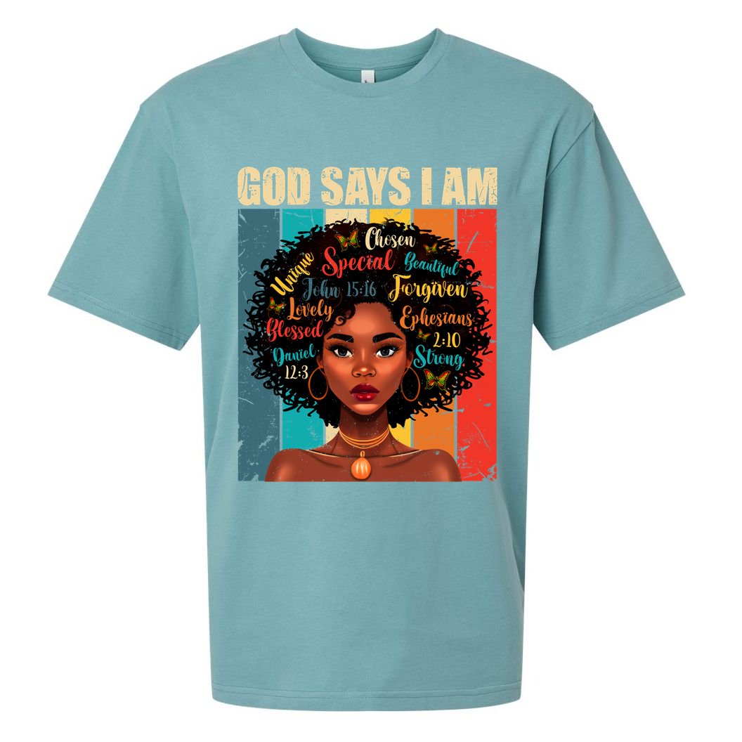 God Says I Am Black History Month Juneteenth African America Cute Gift Sueded Cloud Jersey T-Shirt