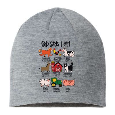 God Says I Am Animals Bible Verse Farmer Womens Kids Sustainable Beanie