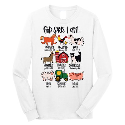 God Says I Am Animals Bible Verse Farmer Womens Kids Long Sleeve Shirt