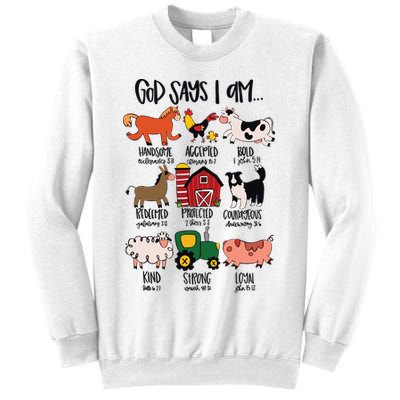 God Says I Am Animals Bible Verse Farmer Womens Kids Sweatshirt