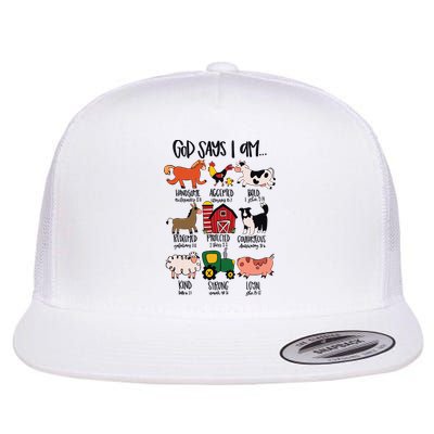 God Says I Am Animals Bible Verse Farmer Womens Kids Flatbill Hat