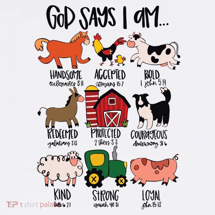 God Says I Am Animals Bible Verse Farmer Womens Kids Flatbill Hat