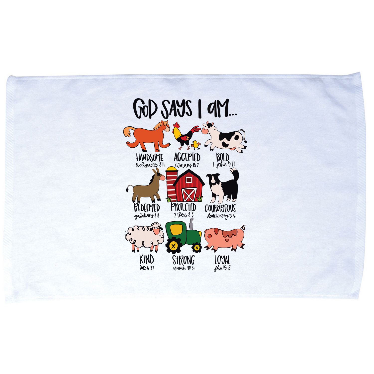God Says I Am Animals Bible Verse Farmer Womens Kids Microfiber Hand Towel