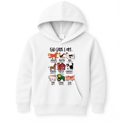 God Says I Am Animals Bible Verse Farmer Womens Kids Kids Hoodie