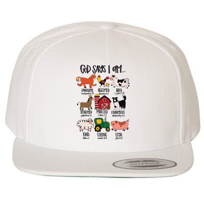God Says I Am Animals Bible Verse Farmer Womens Kids Wool Snapback Cap
