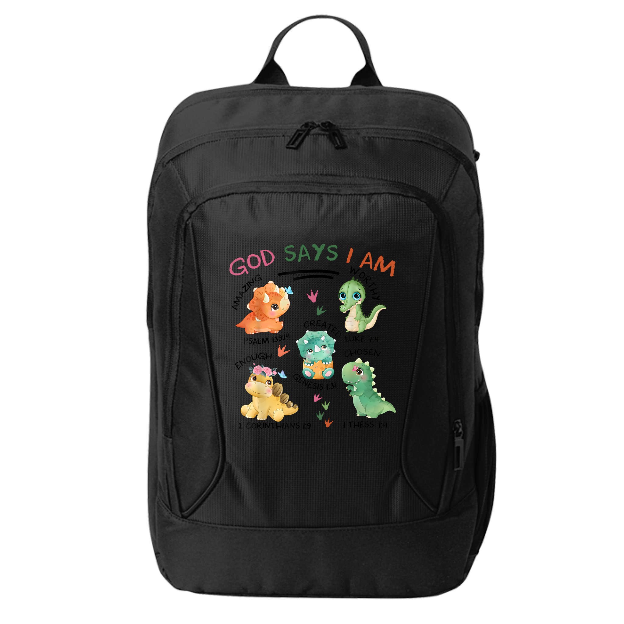 God Says I Am Cute Dinosaur Lovers Bible Christian Kids Boy City Backpack
