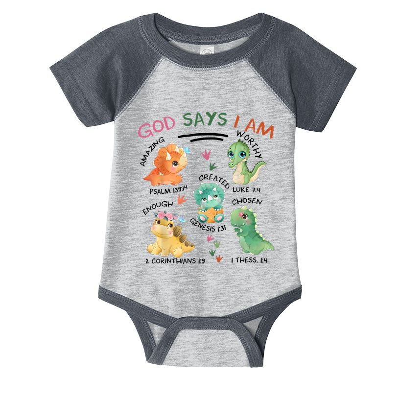 God Says I Am Cute Dinosaur Lovers Bible Christian Kids Boy Infant Baby Jersey Bodysuit