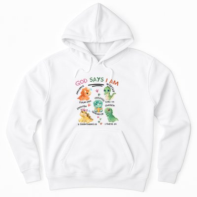 God Says I Am Cute Dinosaur Lovers Bible Christian Kids Boy Hoodie