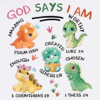 God Says I Am Cute Dinosaur Lovers Bible Christian Kids Boy Flat Bill Trucker Hat