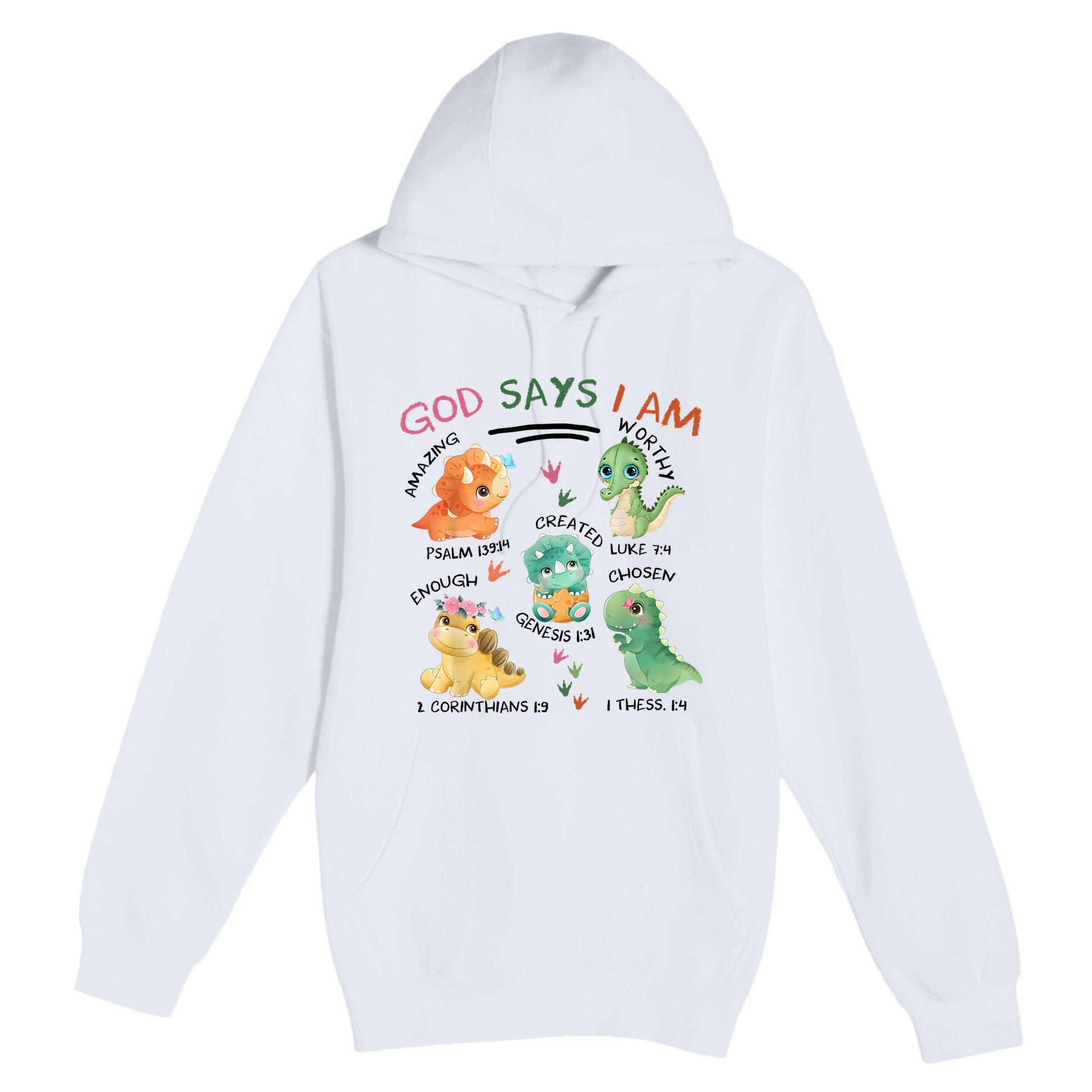 God Says I Am Cute Dinosaur Lovers Bible Christian Kids Boy Premium Pullover Hoodie