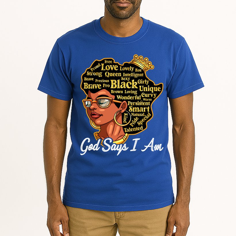 God Says I Am Black History Proud Black Afro Juneteenth Cool Gift Tall T-Shirt