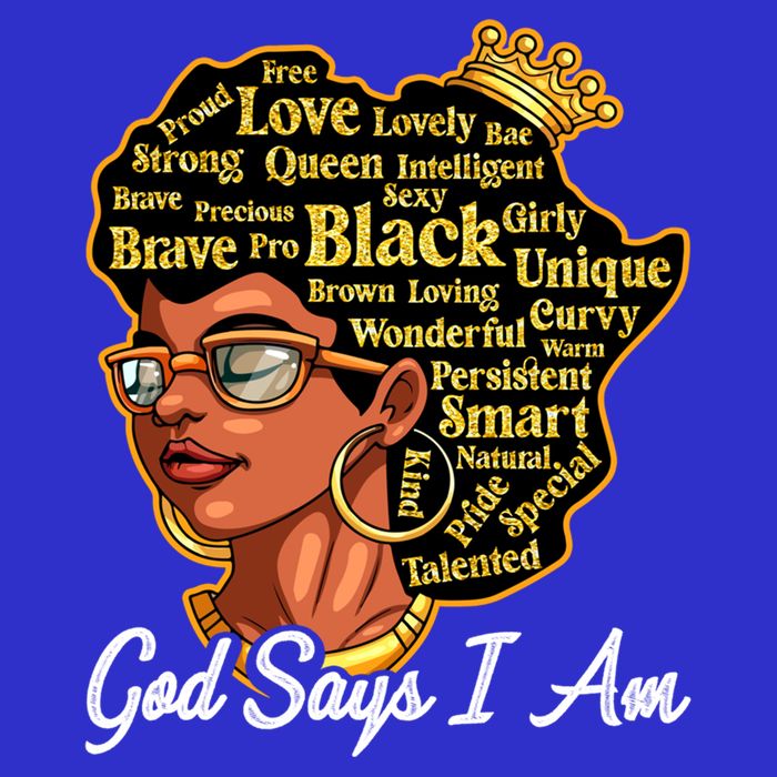 God Says I Am Black History Proud Black Afro Juneteenth Cool Gift Tall T-Shirt