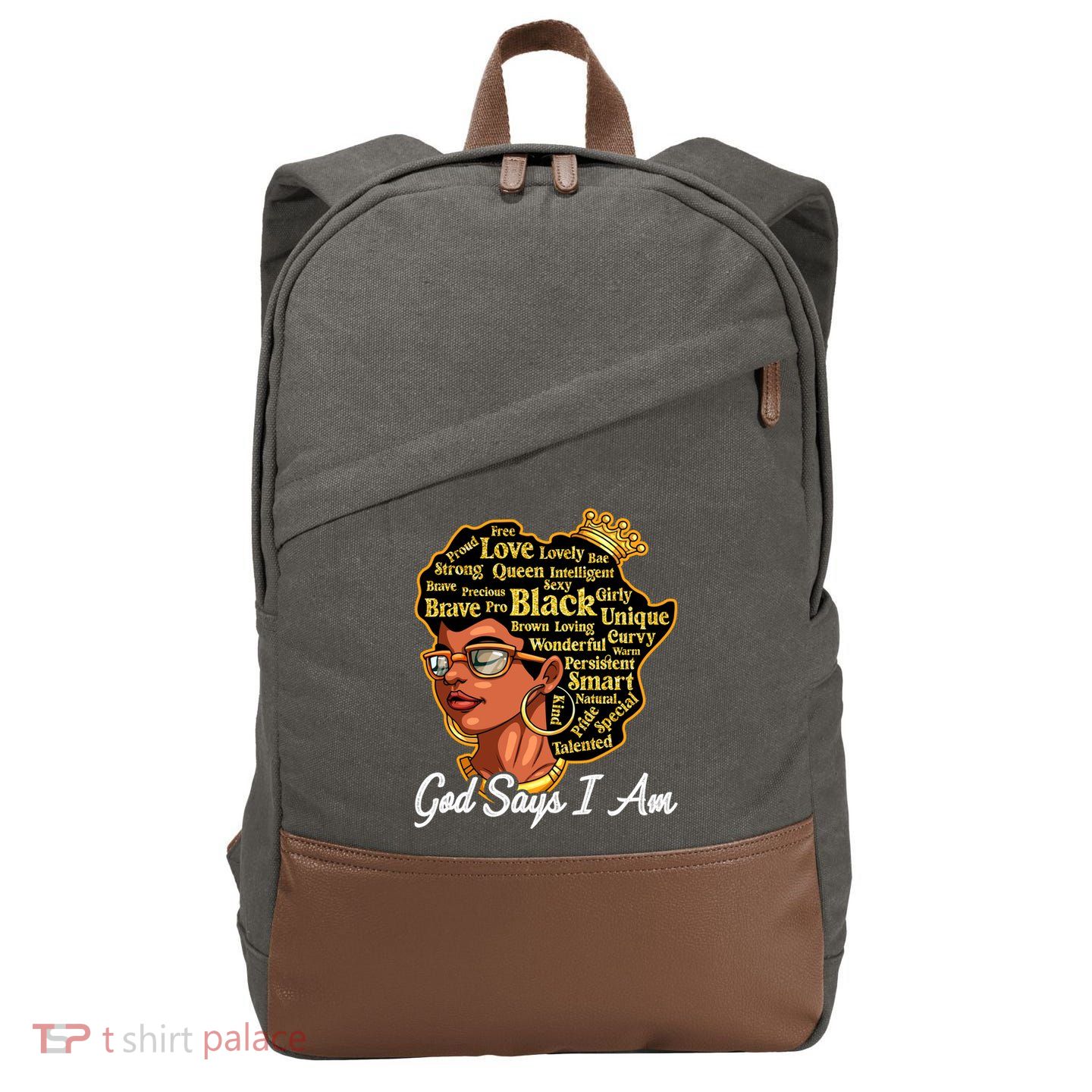 God Says I Am Black History Proud Black Afro Juneteenth Cool Gift Cotton Canvas Backpack