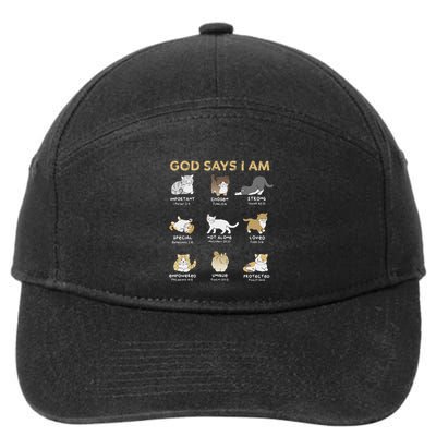 God Says I Am Cat Cute Cats Lover Bible Verse Christian 7-Panel Snapback Hat