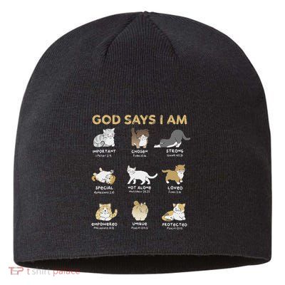 God Says I Am Cat Cute Cats Lover Bible Verse Christian Sustainable Beanie