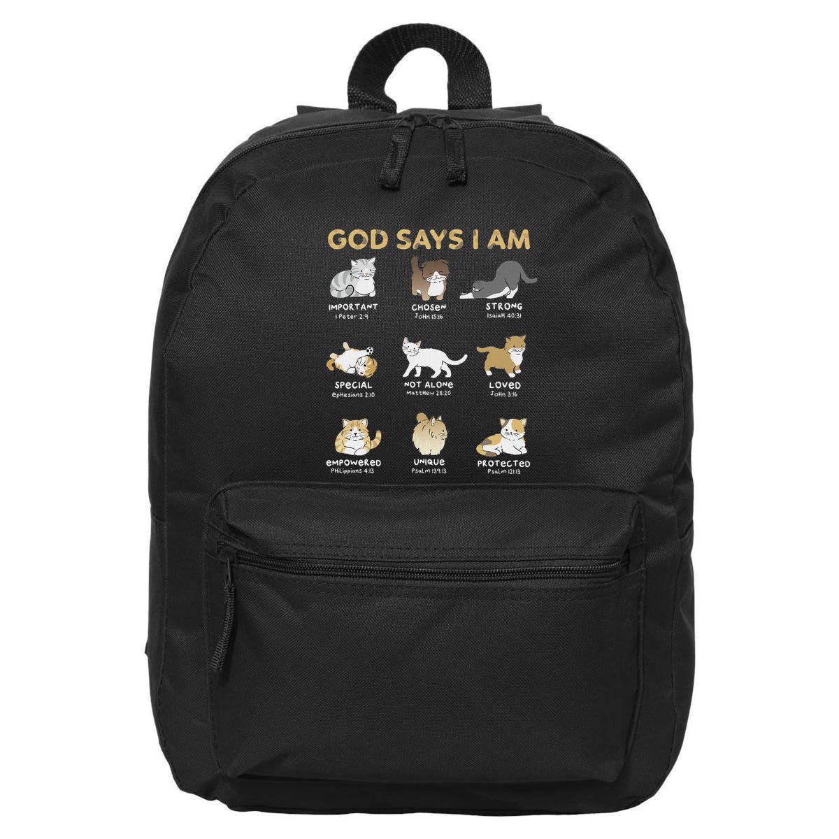God Says I Am Cat Cute Cats Lover Bible Verse Christian 16 in Basic Backpack