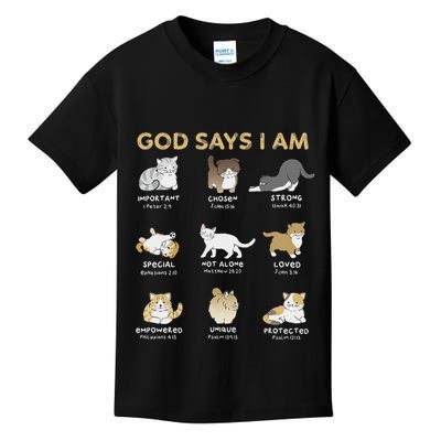 God Says I Am Cat Cute Cats Lover Bible Verse Christian Kids T-Shirt