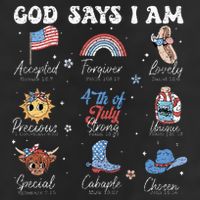 God Says I Am Funny July 4th Bible Verse Christian 7 Panel Mesh Trucker Snapback Hat