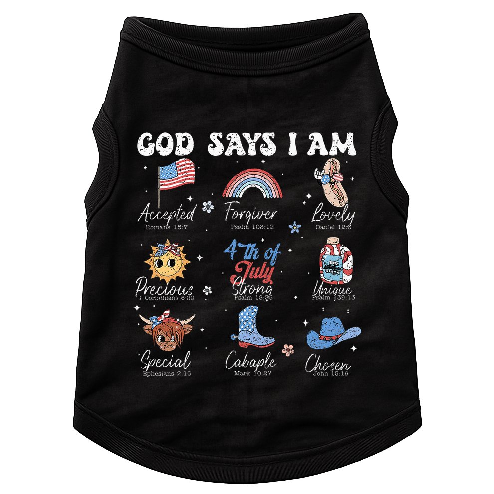 God Says I Am Funny July 4th Bible Verse Christian Doggie Tank