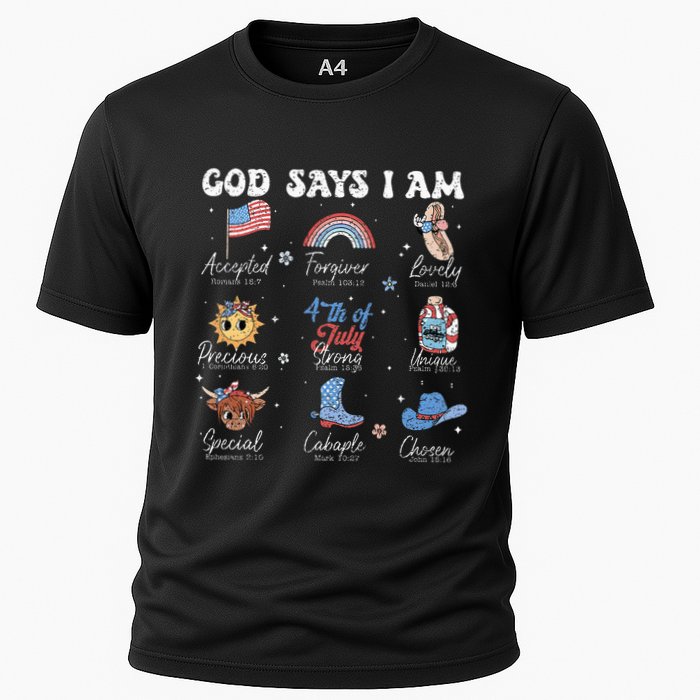 God Says I Am Funny July 4th Bible Verse Christian Cooling Performance Crew T-Shirt