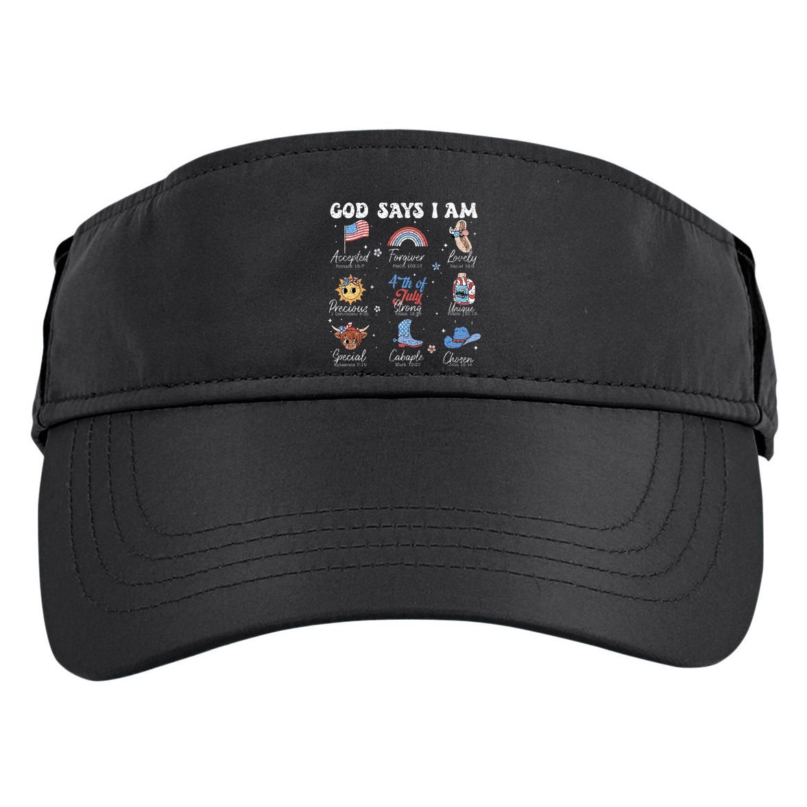 God Says I Am Funny July 4th Bible Verse Christian Adult Drive Performance Visor