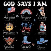 God Says I Am Funny July 4th Bible Verse Christian Flat Bill Trucker Hat