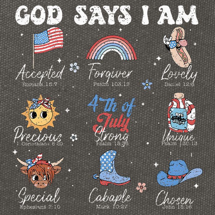 God Says I Am Funny July 4th Bible Verse Christian Cotton Canvas Backpack