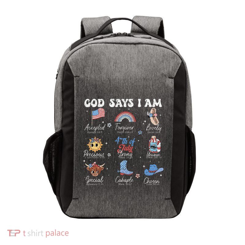 God Says I Am Funny July 4th Bible Verse Christian Vector Backpack