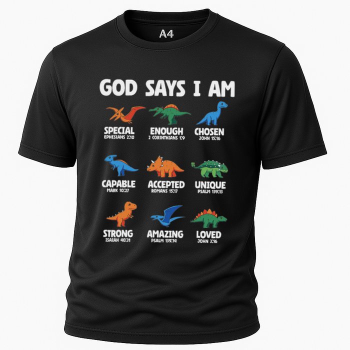God Says I Am Dinosaur Lover Christian Cooling Performance Crew T-Shirt