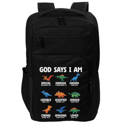God Says I Am Dinosaur Lover Christian Impact Tech Backpack
