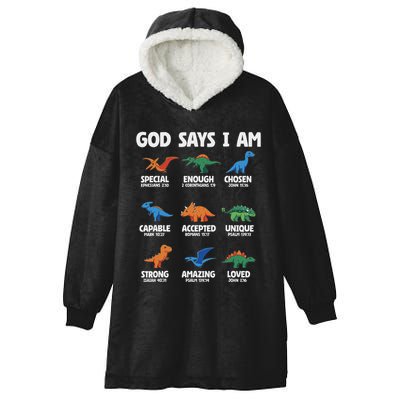 God Says I Am Dinosaur Lover Christian Hooded Wearable Blanket