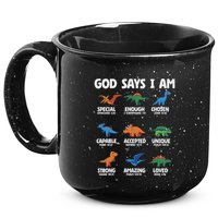 God Says I Am Dinosaur Lover Christian 15oz Campfire Ceramic Mug