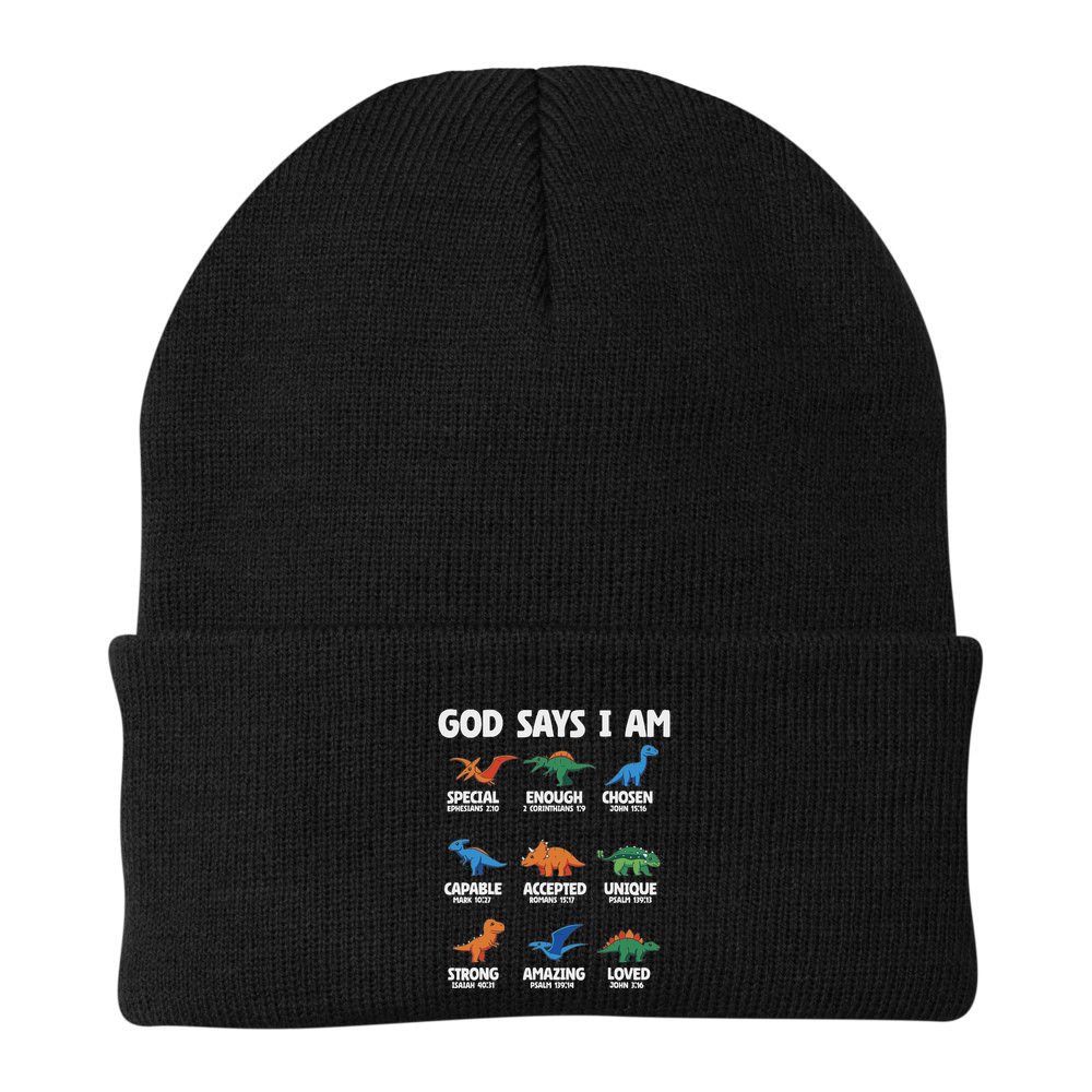 God Says I Am Dinosaur Lover Christian Beanie