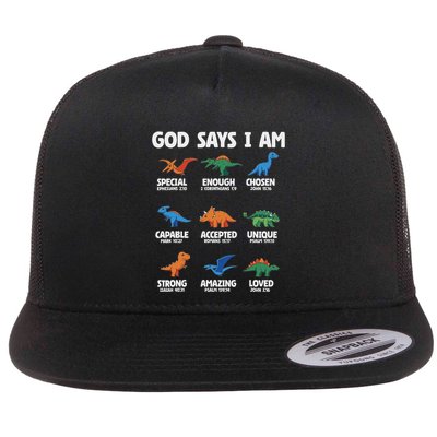 God Says I Am Dinosaur Lover Christian Flatbill Hat