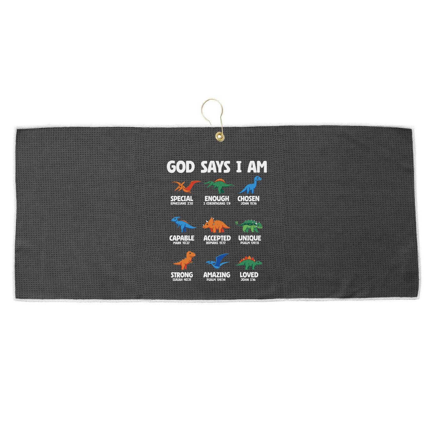God Says I Am Dinosaur Lover Christian Large Microfiber Waffle Golf Towel