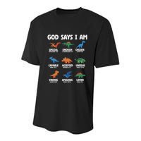 God Says I Am Dinosaur Lover Christian Youth Performance Sprint T-Shirt