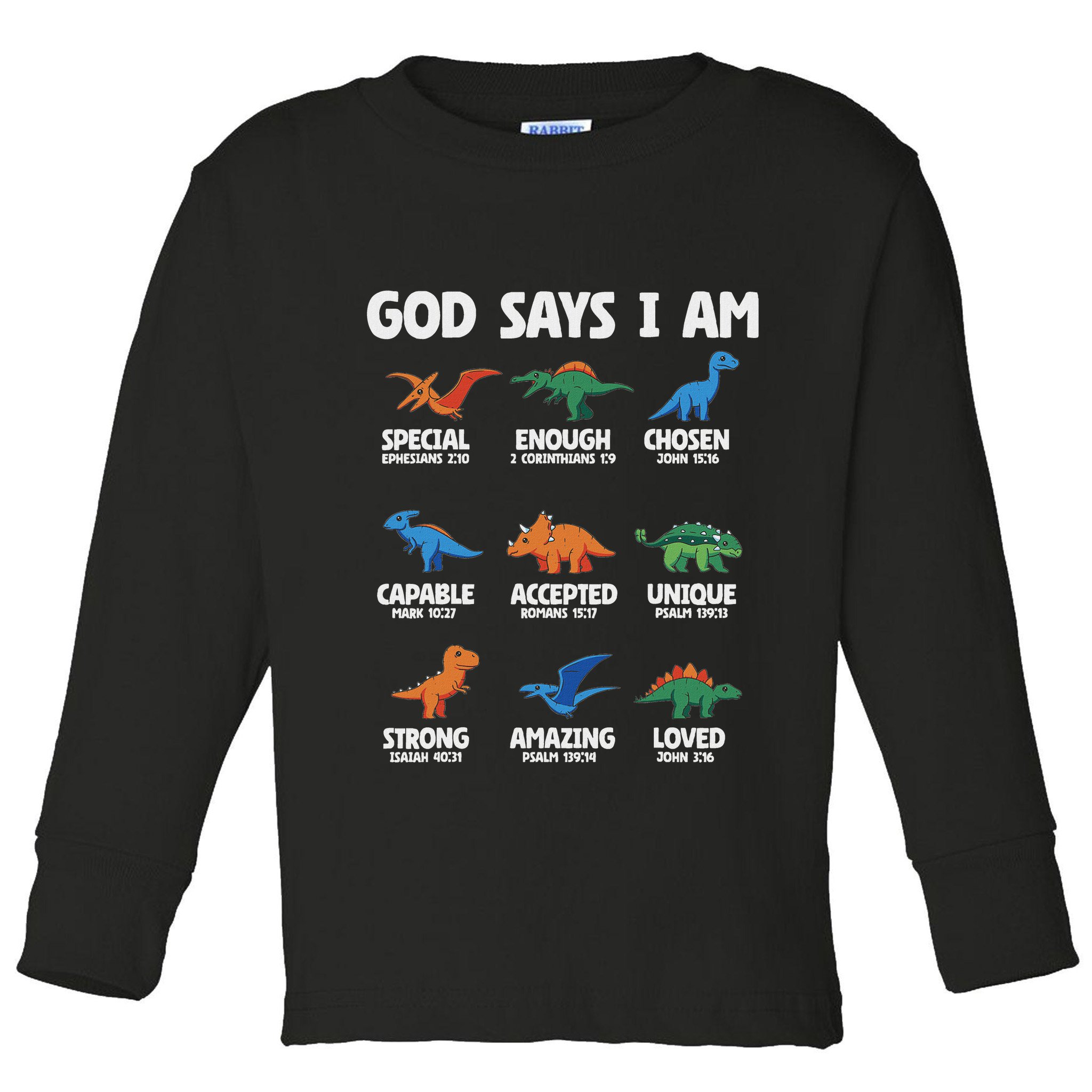 God Says I Am Dinosaur Lover Christian Toddler Long Sleeve Shirt
