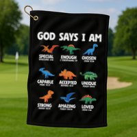 God Says I Am Dinosaur Lover Christian Golf Towel