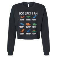 God Says I Am Dinosaur Lover Christian Cropped Pullover Crew